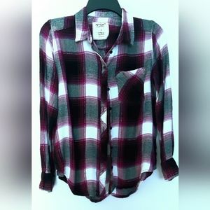 Arizona Jean Plaid Shirt Gold threads Amazing Boyfriend Fit